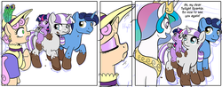 Size: 1000x390 | Tagged: safe, artist:muffinshire, night light, princess celestia, smarty pants, twilight sparkle, twilight velvet, oc, comic:twilight's first day, g4, comic, dirty, filly, mud, wip