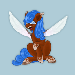 Size: 1000x999 | Tagged: safe, artist:ponygiftart, oc, oc only, pegasus, pony, female, insect wings, scared, solo, wings