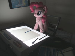 Size: 1280x960 | Tagged: safe, artist:template93, pinkie pie, g4, earbuds, ipod, irl, marker, paper, pen, pencil, photo, plushie, solo