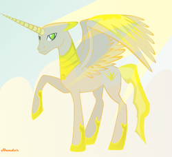 Size: 604x550 | Tagged: safe, artist:hander, oc, oc only, alicorn, pony, alicorn oc, gimp, solo