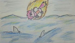 Size: 1958x1117 | Tagged: safe, artist:fluffsplosion, fluffy pony, fluffy pony original art, two sharks and a fire