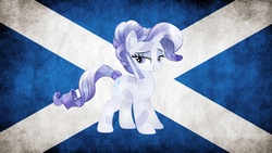 Size: 1920x1080 | Tagged: safe, rarity, crystal pony, pony, unicorn, g4, crystallized, female, flag, scotland, scotland's national animal, scottish flag, solo, wallpaper