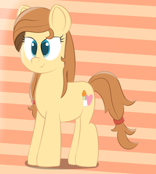 Size: 1393x1557 | Tagged: safe, artist:abstract-spectrum, oc, oc only, oc:cream heart, earth pony, pony, cutie mark, female, hooves, mare, smiling, solo, striped background