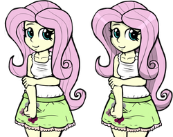 Size: 757x601 | Tagged: safe, artist:livesmutanon, fluttershy, equestria girls, g4, /mlp/vn, clothes, humanized, skirt