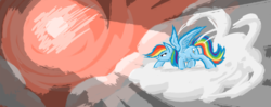 Size: 2000x793 | Tagged: safe, artist:zookz25, rainbow dash, g4, cloud, cloudy, female, solo