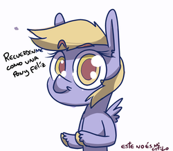 Size: 1280x1120 | Tagged: safe, derpy hooves, pegasus, pony, g4, ask-derpyweas, female, mare, solo, spanish, underp