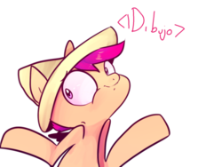 Size: 500x375 | Tagged: safe, scootaloo, pony, g4, ask-caballodj, female, filly, foal, simple background, solo, spanish, transparent background