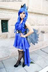 Size: 638x960 | Tagged: safe, artist:chiipichan, princess luna, human, g4, clothes, cosplay, dress, high heels, irl, irl human, photo, solo, wings