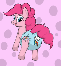 Size: 1293x1386 | Tagged: safe, artist:rogeychan, pinkie pie, g4, cutie mark diapers, diaper, female, non-baby in diaper, poofy diaper, solo