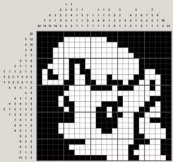 Size: 675x632 | Tagged: safe, sweetie belle, g4, gnu, linux, nonogram, paint by numbers, picross, puzzle, solution, trisquel