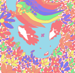 Size: 544x534 | Tagged: safe, artist:kaappimorso, rainbow dash, g4, abstract, ambiguous gender, flower, solo