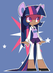 Size: 622x847 | Tagged: safe, artist:lillynya, twilight sparkle, human, g4, dark skin, eared humanization, female, horn, horned humanization, humanized, solo, tailed humanization