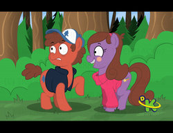Size: 1024x792 | Tagged: safe, artist:buckingawesomeart, artist:tigerblack62, maybelle, dipper pines, discovery kids, gravity falls, mabel pines, male, ponified