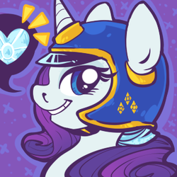 Size: 300x300 | Tagged: safe, artist:clovercoin, rarity, g4, cutie mark, female, helmet, portrait, solo