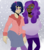 Size: 700x800 | Tagged: safe, artist:oliviaandedd, rarity, twilight sparkle, human, g4, dark skin, eyes closed, eyeshadow, grin, humanized, light skin, piercing, short hair, short hair twilight sparkle, smiling, snow, snowfall, thick eyebrows