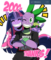 Size: 1259x1487 | Tagged: safe, artist:ss2sonic, spike, twilight sparkle, alicorn, dragon, anthro, g4, marvel, tumblr, two best friends play, woolie (tbfp)