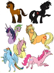 Size: 1000x1328 | Tagged: safe, artist:cartoonlion, applejack, fluttershy, pinkie pie, rainbow dash, spike, twilight sparkle, oc, g4