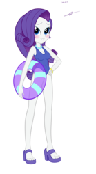 Size: 1067x1920 | Tagged: safe, artist:kyodashiro, rarity, equestria girls, g4, belly button, blushing, bracelet, breasts, busty rarity, cleavage, clothes, feet, female, floaty, high heels, inner tube, necklace, one-piece swimsuit, sandals, shoes, simple background, solo, swimsuit, toes, transparent background, vector