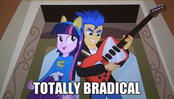 Size: 362x206 | Tagged: safe, flash sentry, equestria girls, g4, my little pony equestria girls, exploitable meme, flash sentry savior of the universe, meme, pun, radical