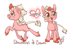 Size: 804x546 | Tagged: safe, artist:clovercoin, oc, oc only, oc:sophie strawberry, solo, text