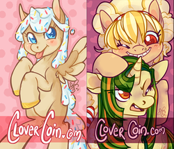 Size: 600x516 | Tagged: safe, artist:clovercoin, oc, oc only, oc:cherie cupcake, oc:citrus tang, oc:poppy, alicorn, pony, alicorn oc