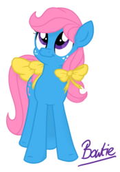 Size: 1024x1463 | Tagged: safe, artist:estrill, bow tie (g1), g1, g4, female, g1 to g4, generation leap, simple background, solo, transparent background