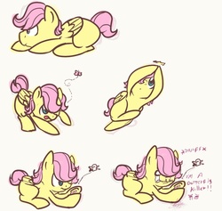 Size: 894x849 | Tagged: safe, artist:nolycs, fluttershy, butterfly, g4, adorascotch, butterscotch, colt, comic, crying, cute, foal, male, murder, reality ensues, rule 63, rule63betes, shyabetes, solo