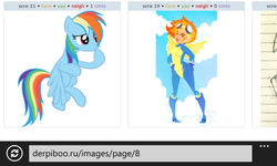 Size: 800x480 | Tagged: safe, rainbow dash, spitfire, human, derpibooru, g4, exploitable meme, humanized, juxtaposition, juxtaposition win, meme, meta, windows phone