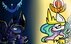 Size: 1024x640 | Tagged: safe, artist:jayivee, princess celestia, princess luna, g4, duo