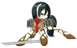 Size: 2880x1800 | Tagged: safe, artist:parallaxmlp, pony, attack on titan, mikasa ackerman, ponified, solo