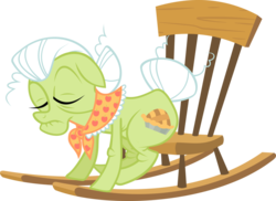 Size: 900x656 | Tagged: safe, artist:hombre0, granny smith, g4, female, rocking chair, simple background, sleeping, solo, transparent background, vector