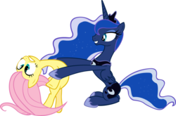 Size: 900x593 | Tagged: safe, artist:ryanthebrony, fluttershy, princess luna, alicorn, pegasus, pony, g4, duo, duo female, female, mare, simple background, transparent background, vector