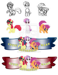 Size: 600x784 | Tagged: safe, artist:ged-arts, apple bloom, scootaloo, sweetie belle, g4, cutie mark crusaders