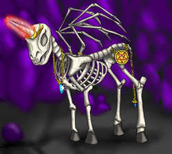Size: 3173x2848 | Tagged: safe, artist:steampoweredstallion, alicorn, pony, necromancy, skeleton, solo