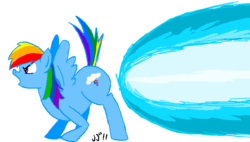 Size: 782x444 | Tagged: safe, edit, rainbow dash, pony, g4, explosive fart, fart, female, hyper beam, solo