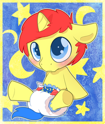 Size: 821x972 | Tagged: safe, artist:cuddlehooves, oc, oc only, pony, baby, baby pony, diaper, foal, poofy diaper, solo