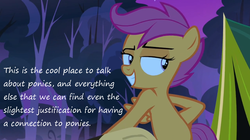 Size: 1062x593 | Tagged: safe, scootaloo, g4, sleepless in ponyville, cool, female, grin, insane pony thread, solo, tumblr