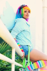 Size: 2212x3318 | Tagged: safe, artist:awesome-vivi, rainbow dash, human, g4, cosplay, irl, irl human, photo, solo