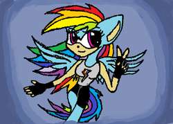 Size: 661x474 | Tagged: safe, artist:mickydk21, rainbow dash, anthro, g4, female, solo, sonic the hedgehog (series)