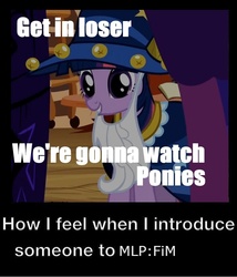 Size: 640x748 | Tagged: safe, twilight sparkle, g4, get in loser, image macro, mean girls