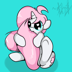 Size: 500x500 | Tagged: safe, artist:lightningnickel, oc, oc only, oc:cotton candy, ask, hug, solo, tail hold, tail hug, tumblr