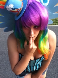 Size: 720x960 | Tagged: safe, artist:kuroi-tenshi14, rainbow dash, human, g4, animazement, cosplay, irl, irl human, photo, solo