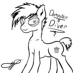 Size: 1430x1449 | Tagged: safe, artist:krucification, oc, oc only, earth pony, pony, creepy, lineart, monochrome, sketch, solo