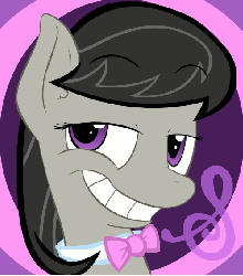 Size: 500x566 | Tagged: safe, artist:haetran, artist:lamia, octavia melody, earth pony, pony, g4, abstract background, animated, bust, ear fluff, eyebrow wiggle, eyebrows, female, gif, lidded eyes, looking at you, mare, necktie, one eye closed, open mouth, open smile, smiling, smiling at you, solo, wink, winking at you