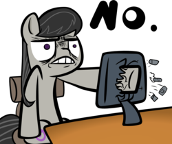 Size: 1100x922 | Tagged: safe, artist:haetran, octavia melody, earth pony, pony, g4, computer, female, no, reaction image, simple background, solo, transparent background, vector
