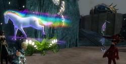 Size: 953x486 | Tagged: safe, horse, barely pony related, cutie mark, guild wars 2, rainbow, the dreamer