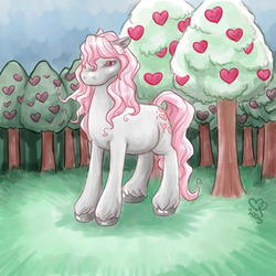 Size: 500x500 | Tagged: safe, artist:shivana, snuzzle, g1, female, solo, tree