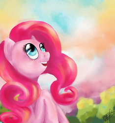 Size: 1024x1092 | Tagged: safe, artist:vasilisavishnevskaya, pinkie pie, g4, female, looking up, solo