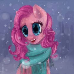 Size: 1024x1024 | Tagged: safe, artist:vasilisavishnevskaya, pinkie pie, g4, clothes, female, scarf, solo