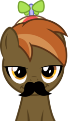 Size: 3068x5299 | Tagged: safe, artist:filpapersoul, artist:jan, button mash, earth pony, pony, button's adventures, g4, bust, button 'stache, colt, foal, looking at you, male, moustache, portrait, simple background, smiling, smug, solo, the stache, transparent background, vector